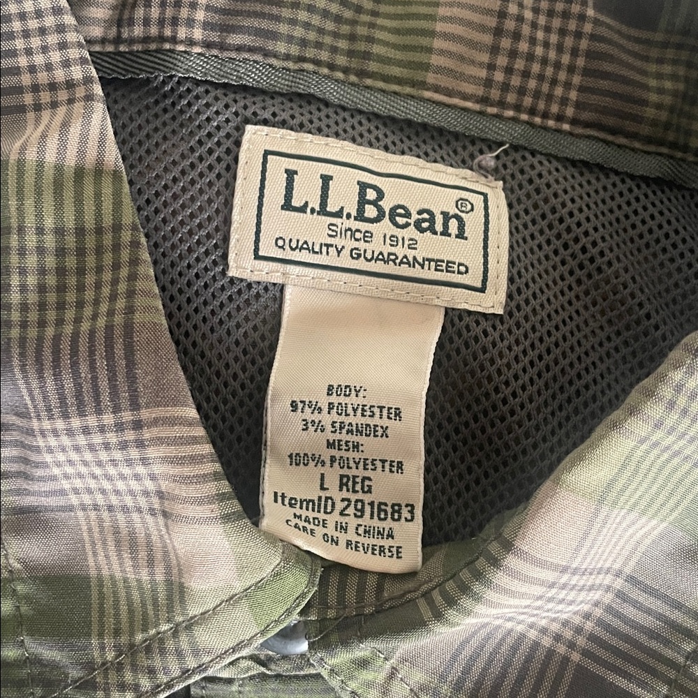 L.L. Bean Olive and Beige Plaid Shirt